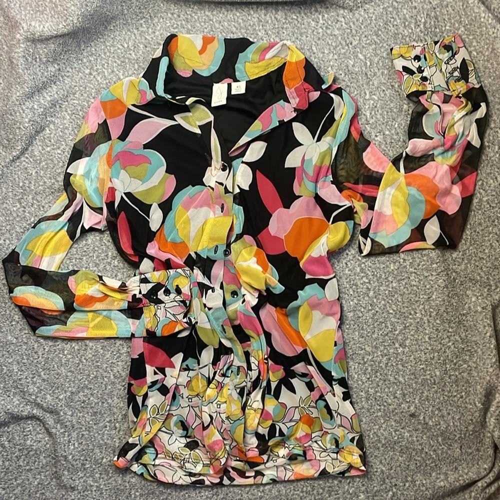 Y2K button up sheer lined